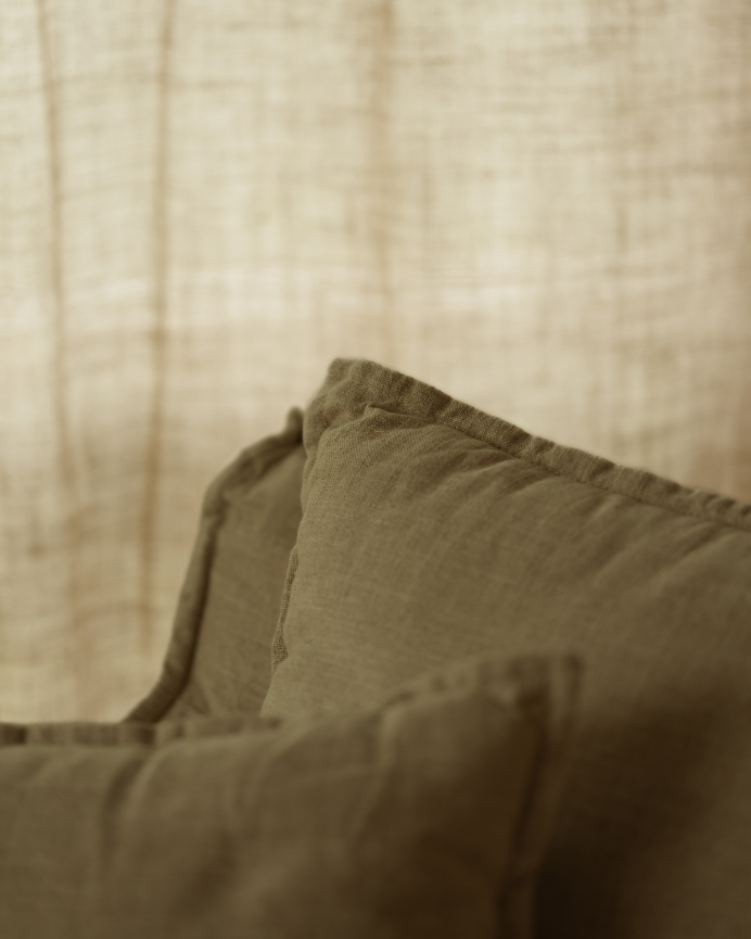Sillón de algodón y lino desenfundable tono verde de 98x90cm