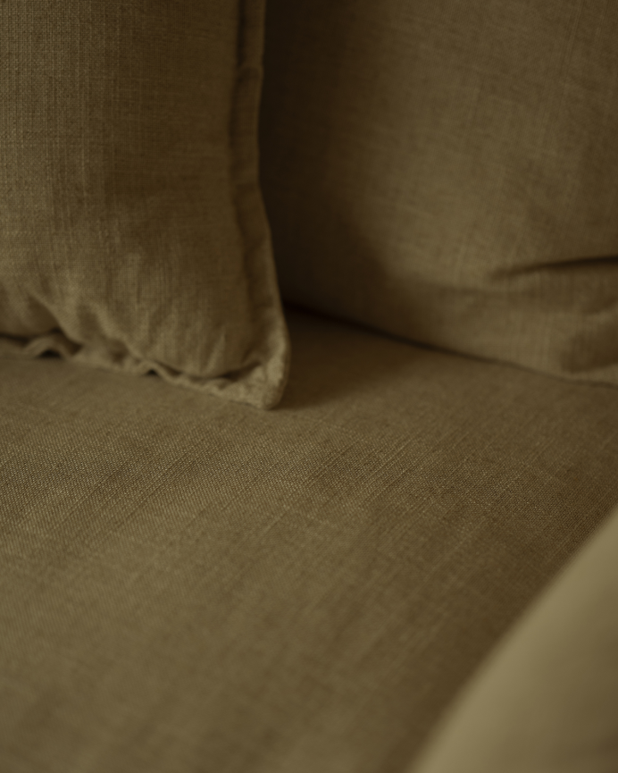 Sillón de algodón y lino desenfundable tono verde de 98x90cm