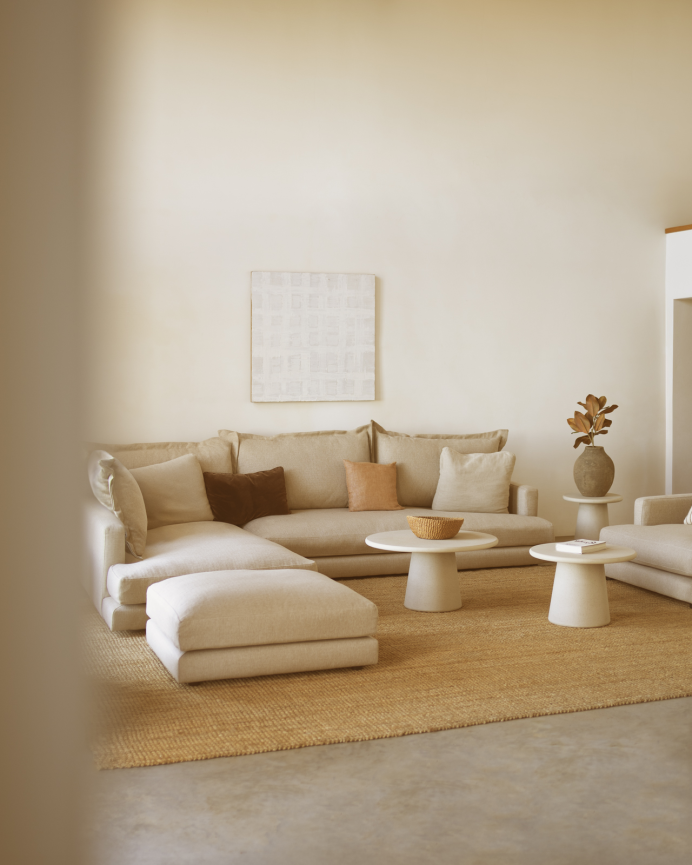 Sofá con chaise longue izquierdo tono beige de varias medidas