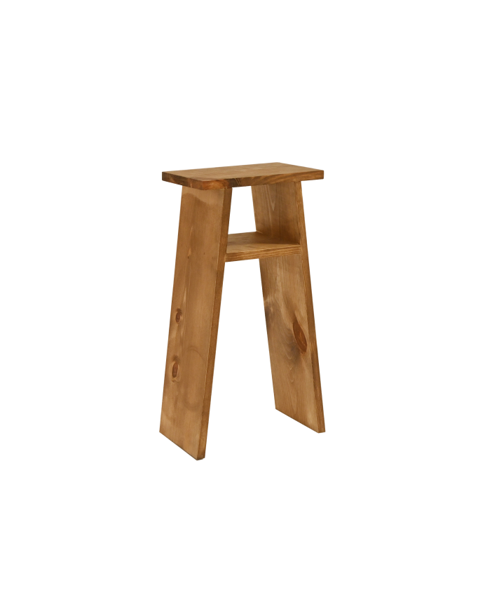 Mesita elaborada con madera maciza en tono roble oscuro 60x20cm