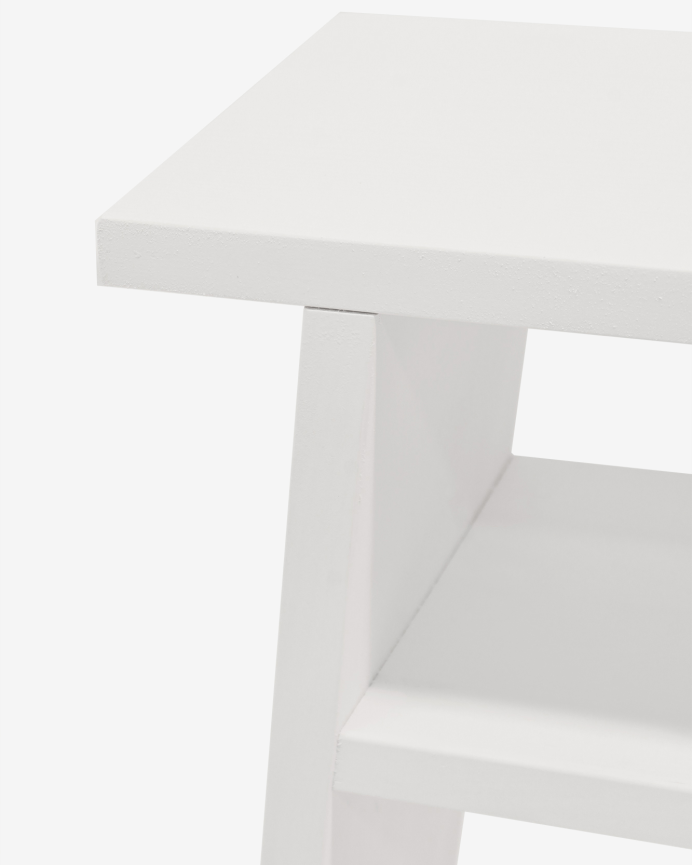 Mesita elaborada con madera maciza en tono blanco 60x20cm