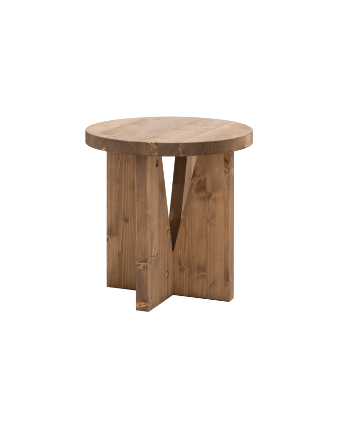 Mesita de noche de madera maciza en tono roble oscuro de 40x40cm