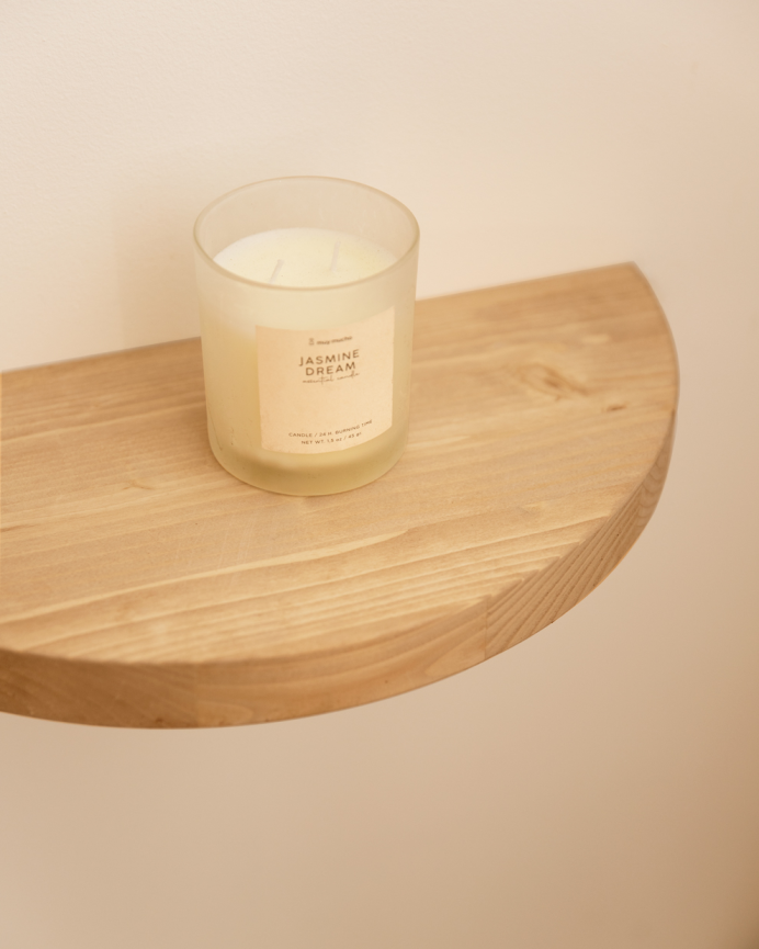 Mesita de noche de madera maciza flotante en tono roble medio de 3x40cm