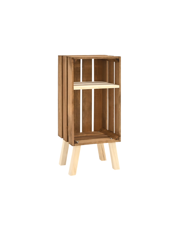 Mesita de noche de madera maciza en tono roble oscuro de 66x26cm