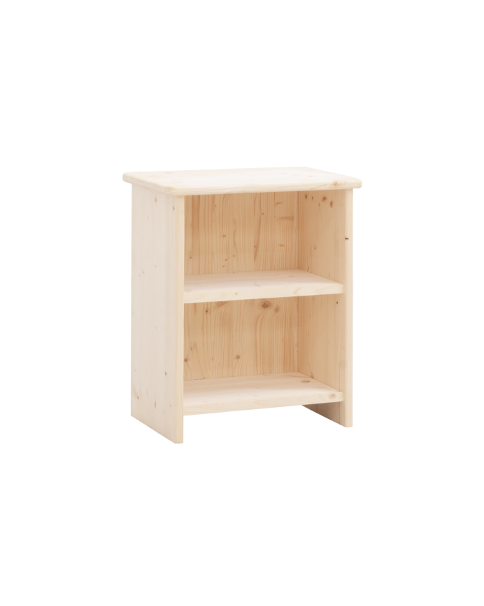 Mesita de noche de madera maciza en tono natural de 50x42cm