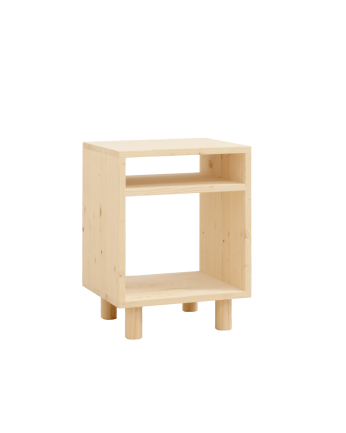 Mesita de noche de madera maciza en tono natural de 51x32cm 