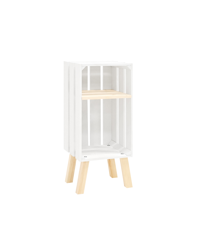 Mesita de noche de madera maciza en tono blanco de 66x26cm
