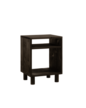 Mesita de noche de madera maciza en tono negro de 51x32cm 