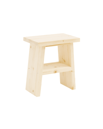 Mesita de noche o auxiliar madera maciza en tono natural de 45x39cm