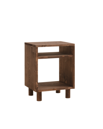 Mesita de noche de madera maciza en tono nogal de 51x32cm 
