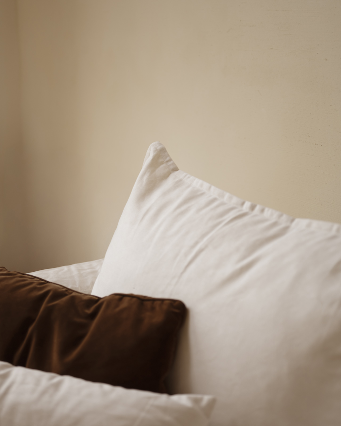 Sofá modular de 3 plazas con chaise longue izquierdo de algodón y lino desenfundable tono blanco de 285x185cm