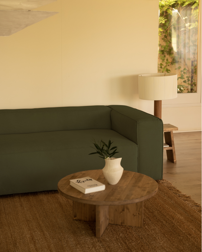 Sofá con chaise longue de pana color verde varias medidas
