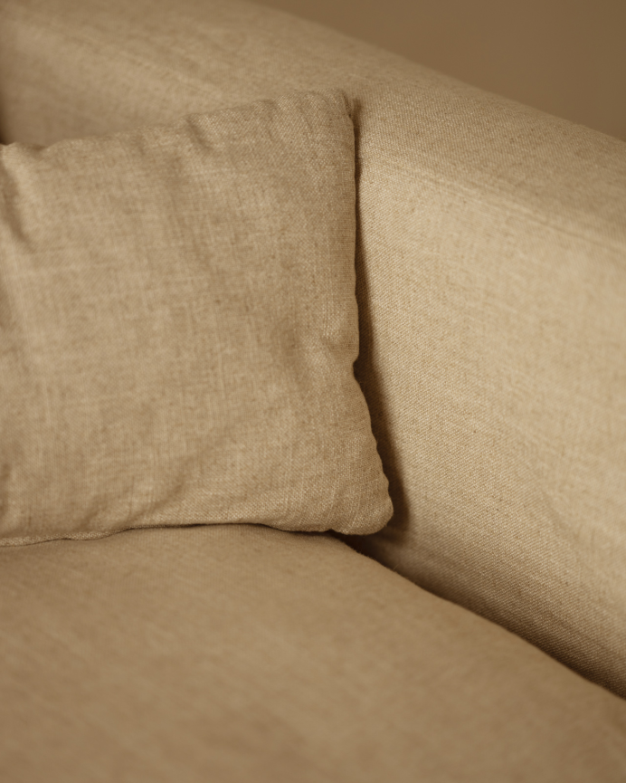 Sofá modular de 3 plazas con chaise longue izquierdo de algodón y lino desenfundable tono beige de 285x185cm