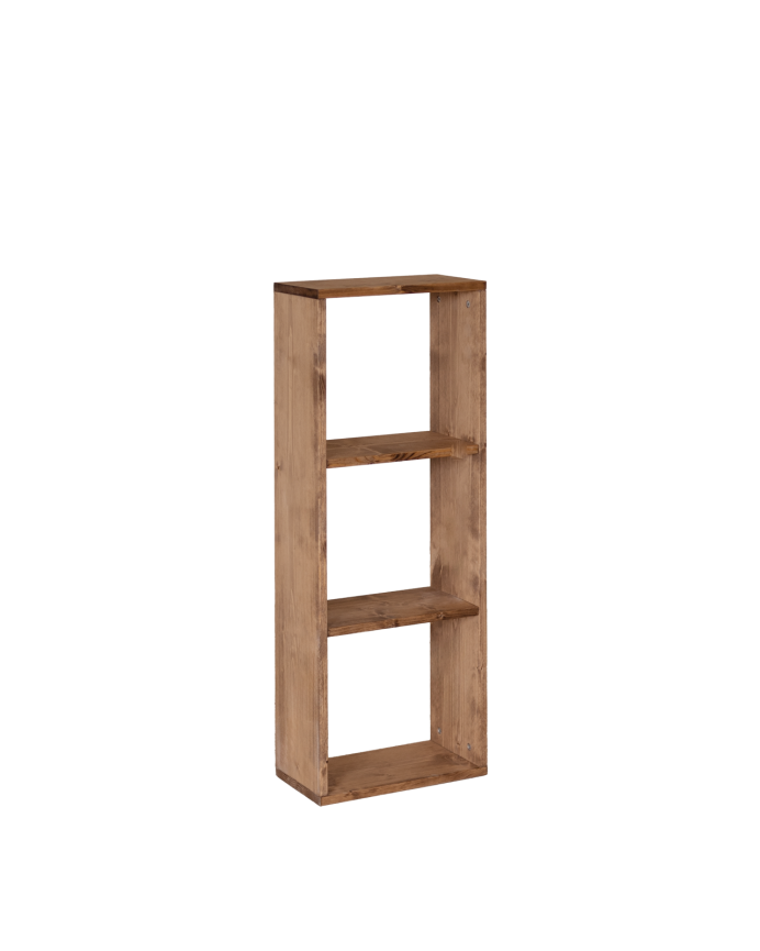 Estanteria de madera maciza en tono roble oscuro con 2 estantes