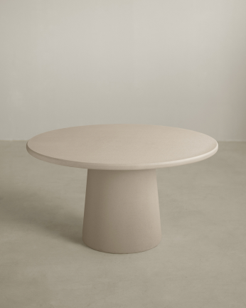 Mesa de comedor redonda de microcemento tono beige de varias medidas