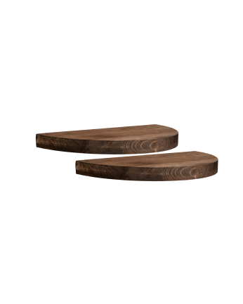 Pack de 2 mesitas de noche de madera maciza flotante en tono nogal de 3x40cm