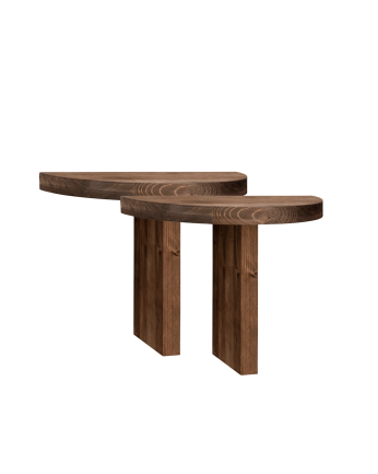 Pack de 2 mesitas de noche de madera maciza flotante en tono nogal de 27x40cm