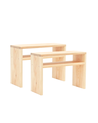 Pack de 2 mesitas de noche de madera maciza en tono natural de 50x36cm