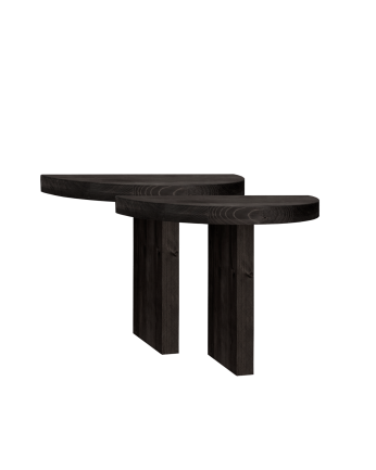 Pack de 2 mesitas de noche de madera maciza flotante en tono negro de 27x40cm