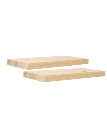 Pack de 2 mesitas de noche de madera maciza flotante en tono natural de 45cm