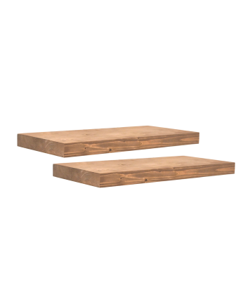 Pack de 2 mesitas de noche de madera maciza flotante en tono roble oscuro de 45cm