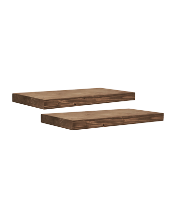 Pack de 2 mesitas de noche de madera maciza flotante en tono nogal de 45cm