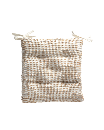 Cojín de silla cuadrado de yute y algodón crudo de 40x40x4cm