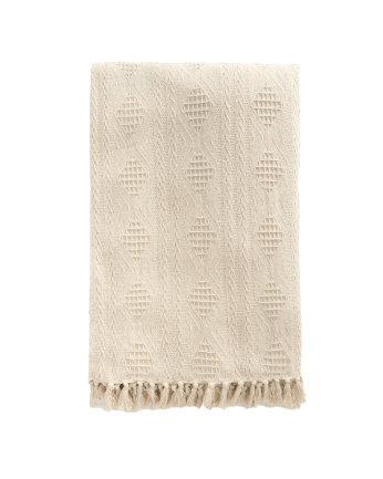Colcha de algodón jacquard color crudo en varias medidas