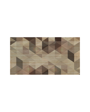 Tête de lit en bois massif imprimée motif "Geometric brown" dans un ton naturel en différentes tailles