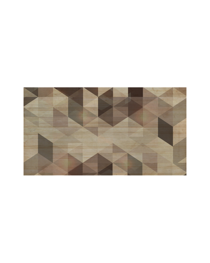 Tête de lit en bois massif imprimée motif "Geometric brown" dans un ton naturel en différentes tailles