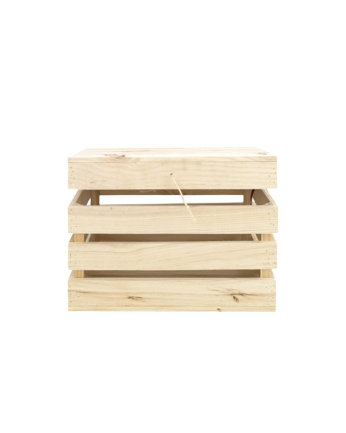Coffre en bois massif ton naturel 39x33x30.5cm