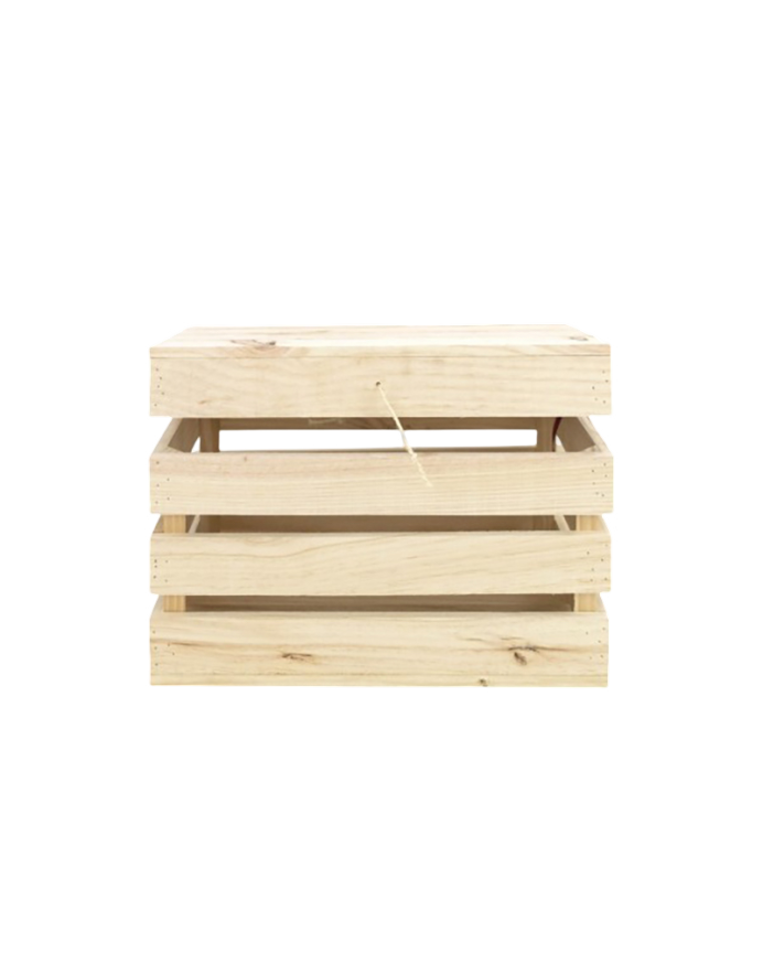 Coffre en bois massif ton naturel 39x33x30.5cm