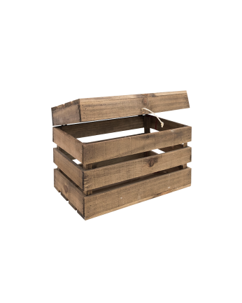 Coffre en bois massif ton chêne foncé 39x33x30,5cm