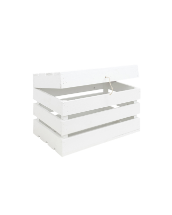 Coffre en bois massif blanc 39x33x30,5cm