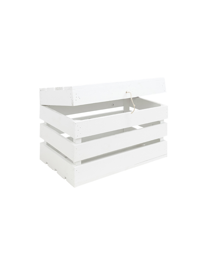 Coffre en bois massif blanc 39x33x30,5cm