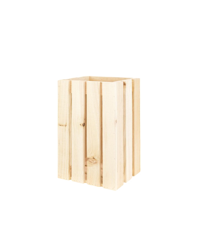 Poubelle/porte-parapluie en bois massif ton naturel 30,5x49x26,6cm