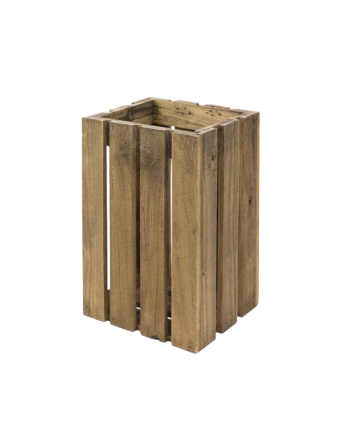 Poubelle/porte-parapluie en bois massif ton chêne foncé 30,5x49x26,6cm