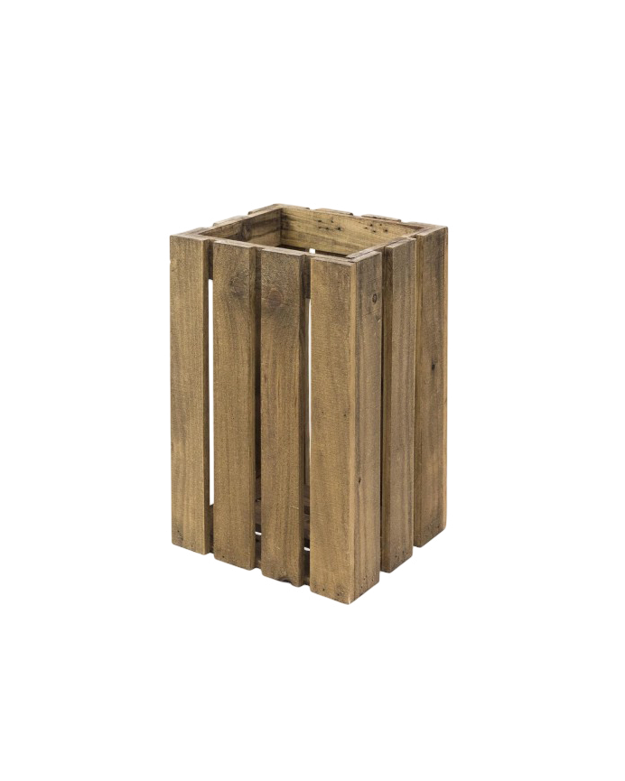 Poubelle/porte-parapluie en bois massif ton chêne foncé 30,5x49x26,6cm