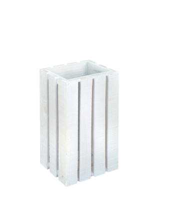 Poubelle/porte-parapluie en bois massif blanc 30,5x49x26,6cm