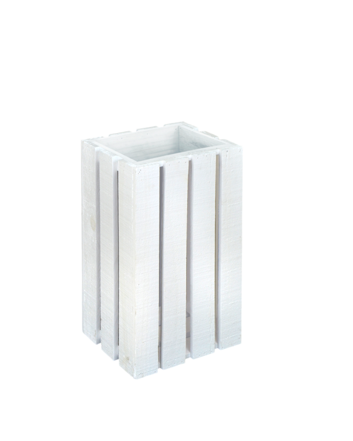 Poubelle/porte-parapluie en bois massif blanc 30,5x49x26,6cm