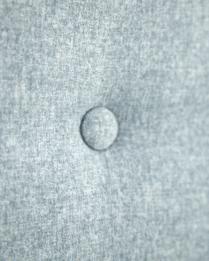 Tête de lit rembourrée en polyester avec boutons bleu en différentes tailles