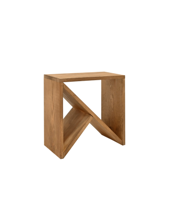 Table de chevet ou table d'appoint en bois massif ton chêne foncé en différentes tailles