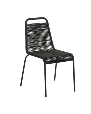 Chaises avec assise et dossier en corde avec structure en acier galvanisé beige 84x49cm