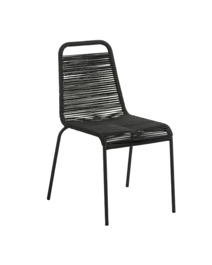 Chaises avec assise et dossier en corde avec structure en acier galvanisé beige 84x49cm