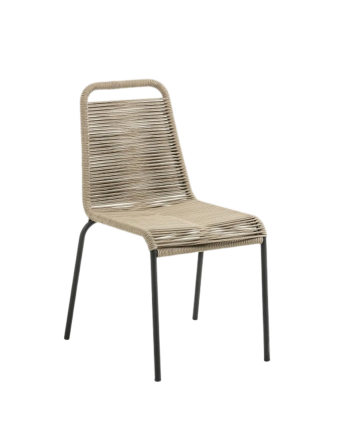 Chaises avec assise et dossier en corde avec structure en acier galvanisé noir 84x49cm