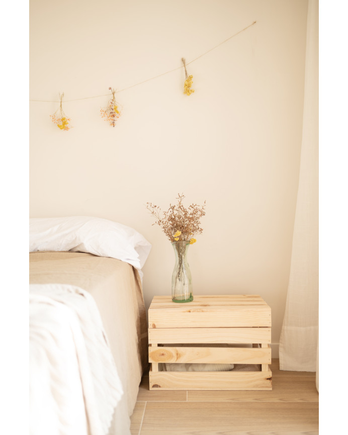 Coffre en bois massif ton naturel 39x33x30.5cm