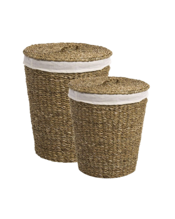 Pack 2 paniers avec couvercles en fibres naturels