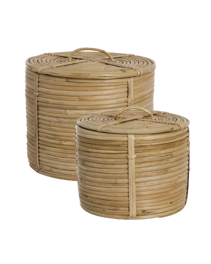 Pack 2 boîtes avec couvercles en rotin