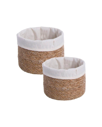 Ensemble de 2 paniers ronds en fibres naturels