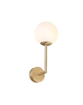 Applique dorée composée d'une structure en métal et d'un diffuseur en verre